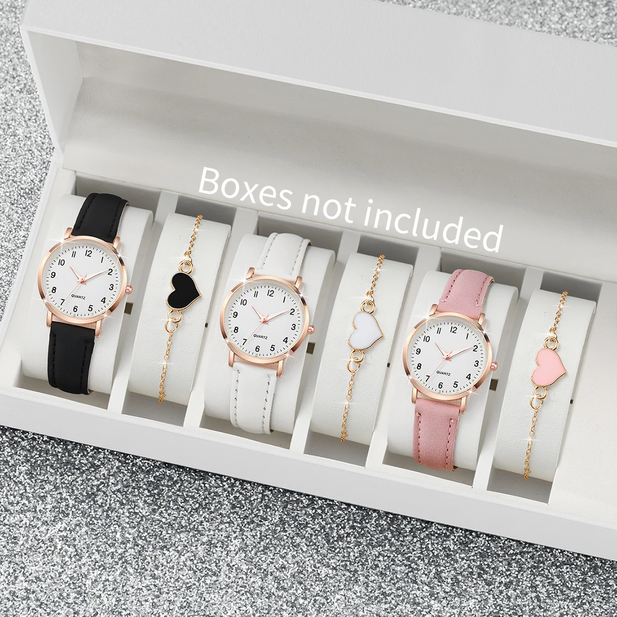 Open Heart Watch - 4/6 adet moda arapça kadran kadın