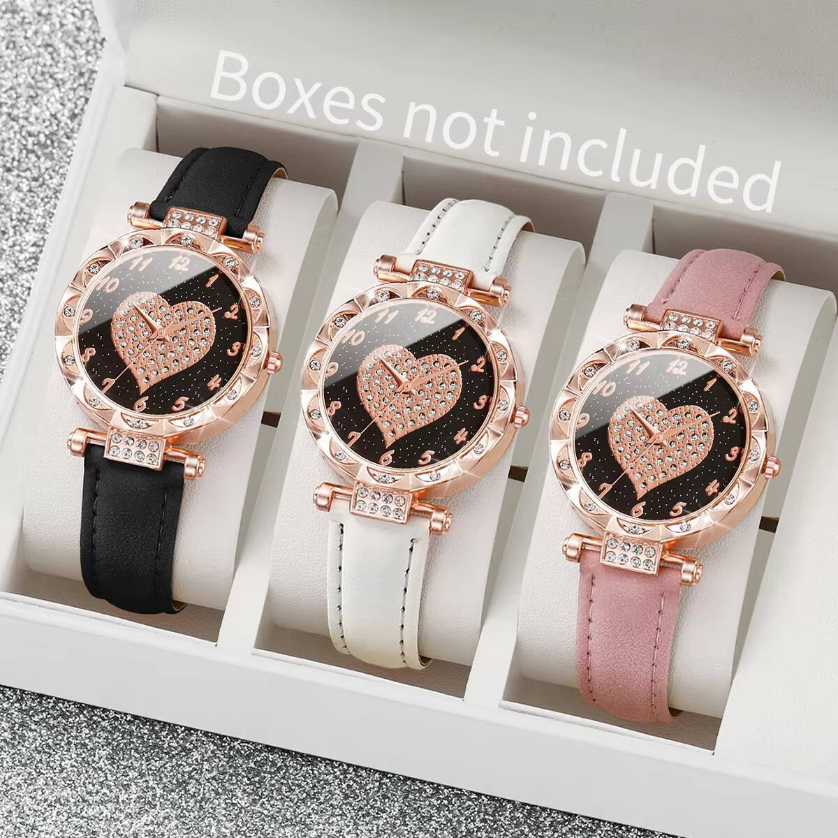 3 adet kadın saatler seti moda - Open Heart Watch incelemesi ve fiyatı